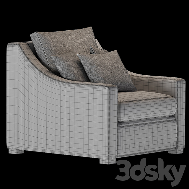 Armchair Belgian classic slope arm 3DSMax File - thumbnail 3