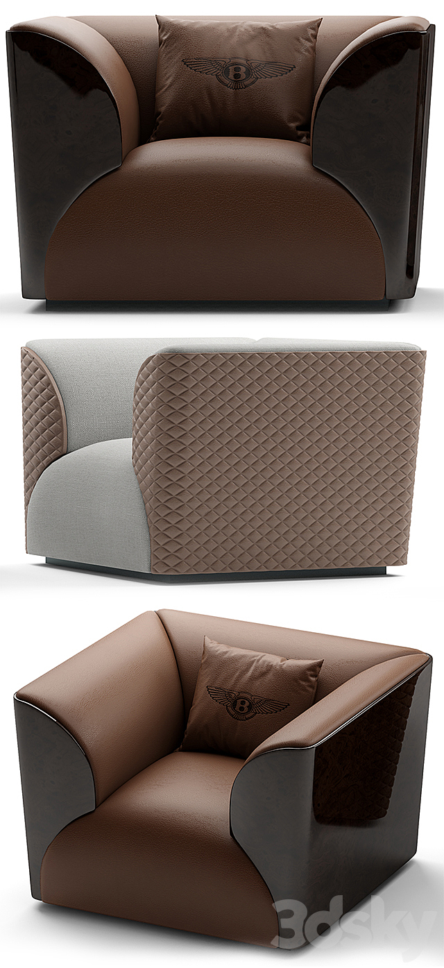 Armchair Bentley Home Winston chair 3DSMax File - thumbnail 2