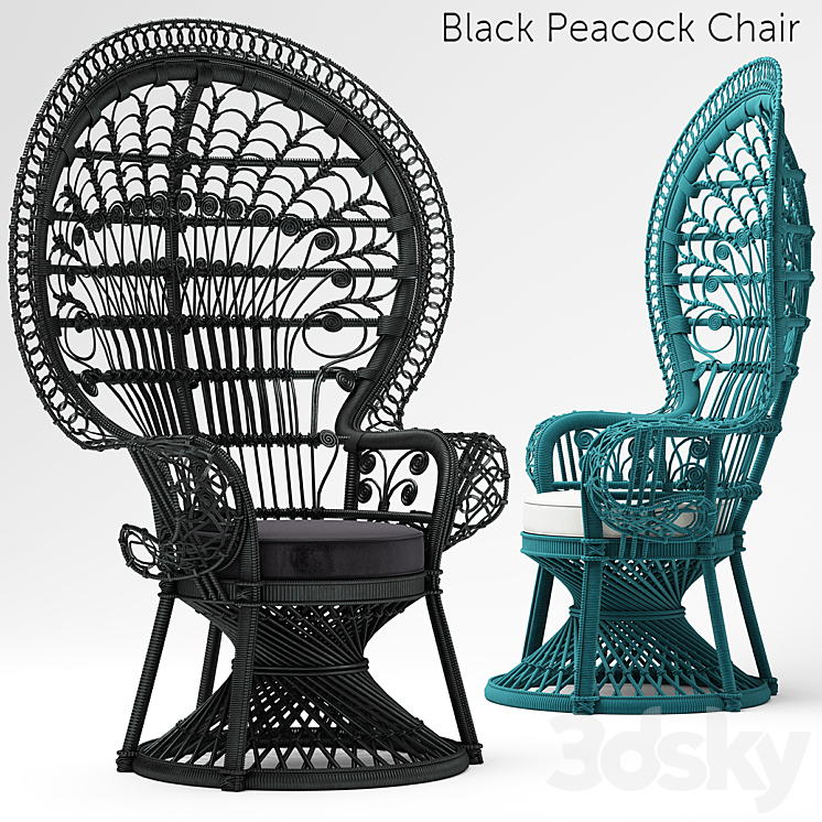 Armchair Black Peacock Chair New In 3DS Max Model - thumbnail 1