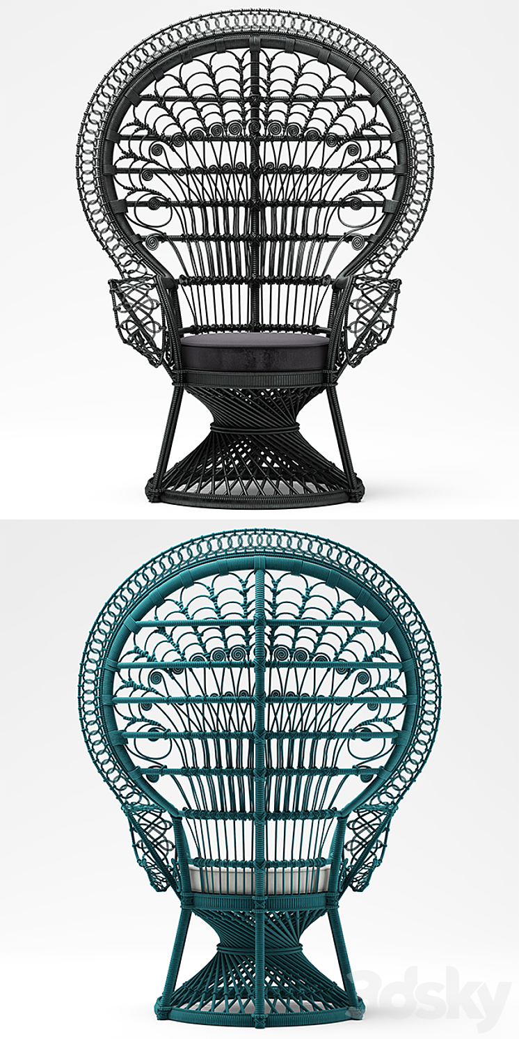 Armchair Black Peacock Chair New In 3DS Max Model - thumbnail 2