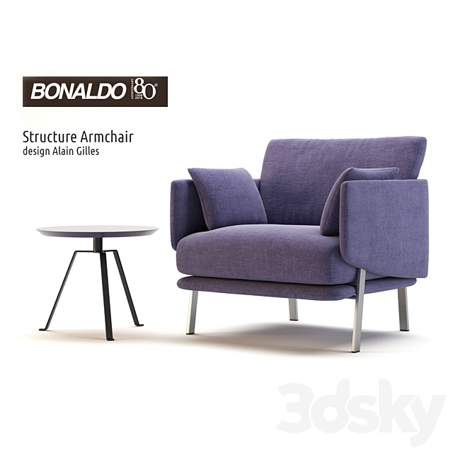 Armchair Bonaldo Structure Armchair and table Bonaldo Tie 3ds Max - thumbnail 1