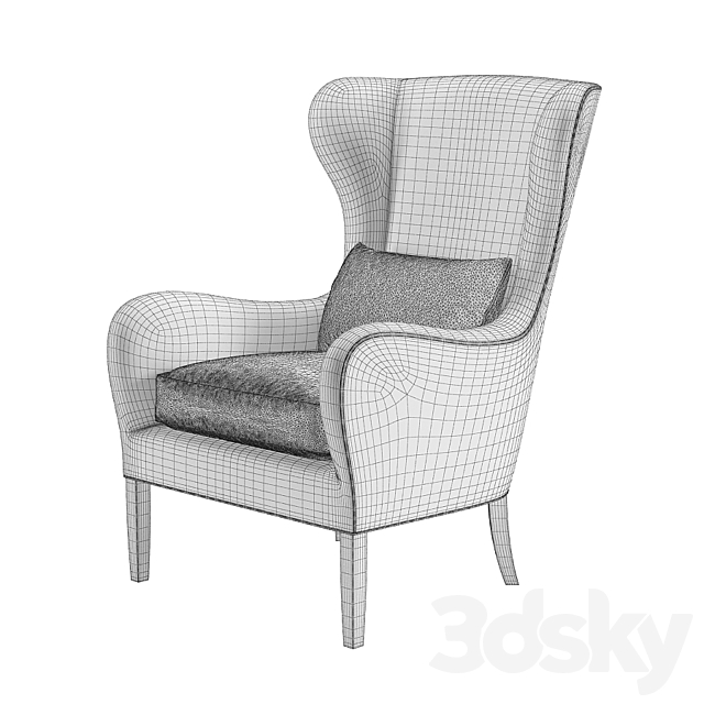 Armchair Brookline WingChair 3ds Max - thumbnail 3