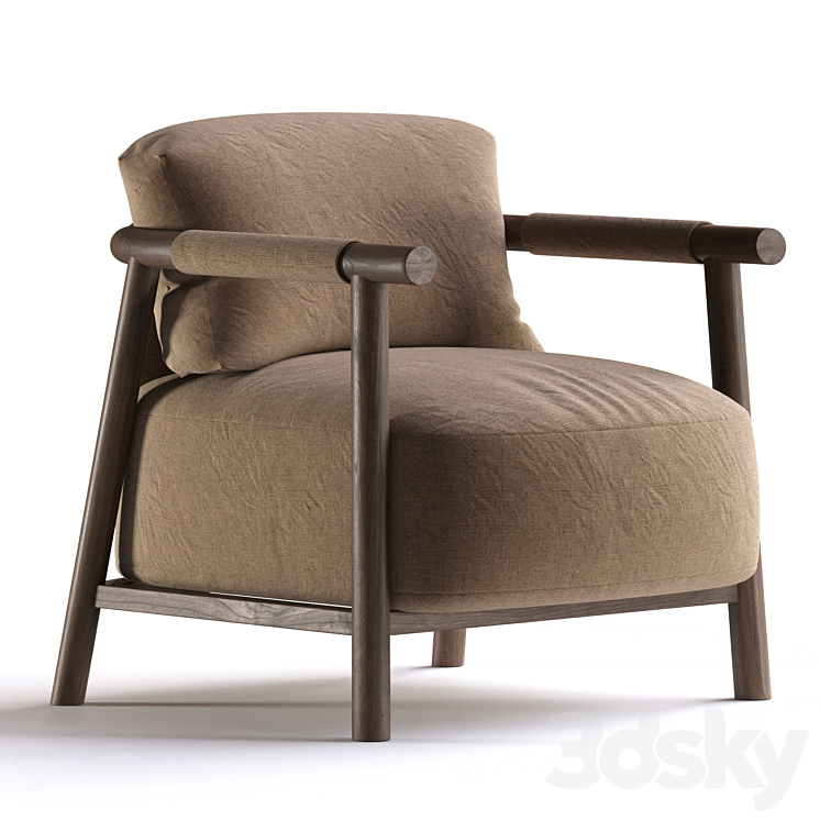 Armchair brown 3DS Max Model - thumbnail 1