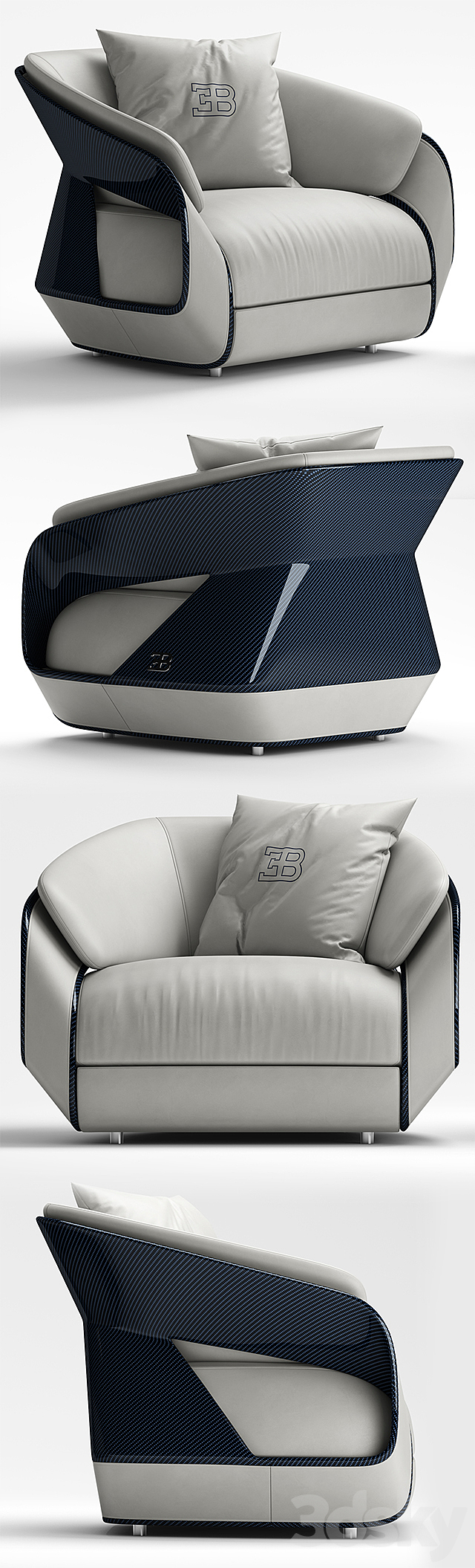 Armchair Bugatti Home Royale 3DS Max Model - thumbnail 2