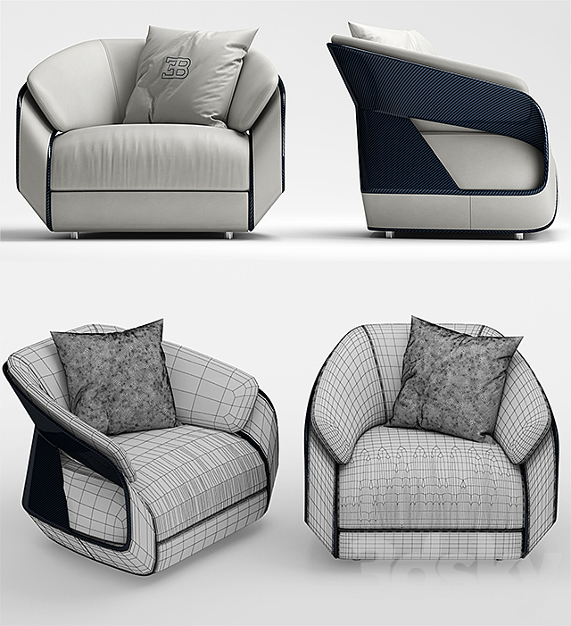 Armchair Bugatti Home Royale 3DS Max Model - thumbnail 3