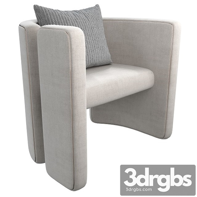 Armchair Con S 34 White 3dsmax Download - thumbnail 1