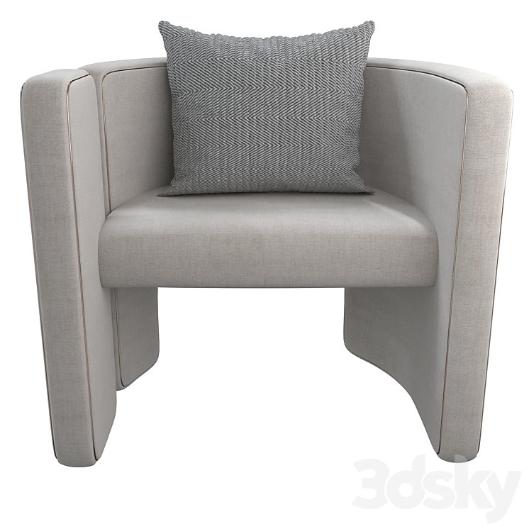 Armchair Con S34 white 3DS Max - thumbnail 2