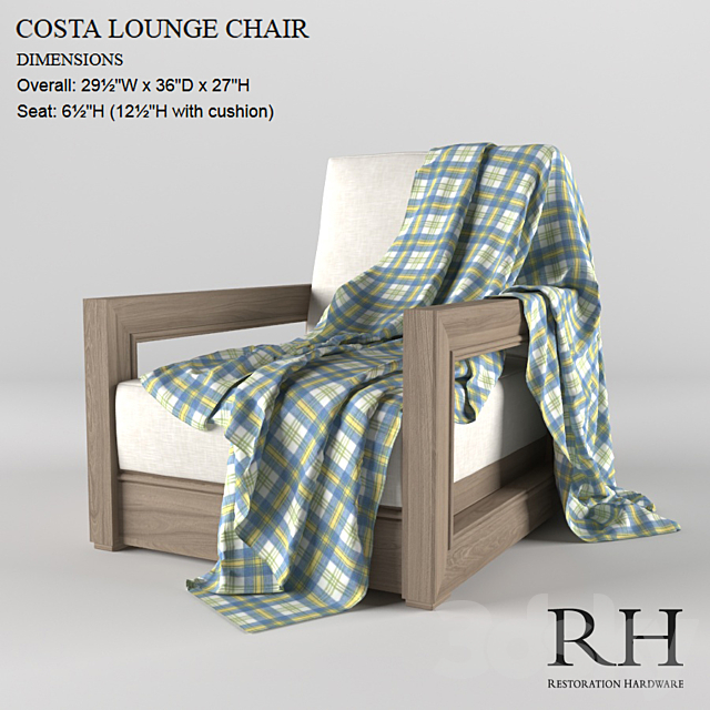 Armchair Costa Lounge Chair 3ds Max - thumbnail 1