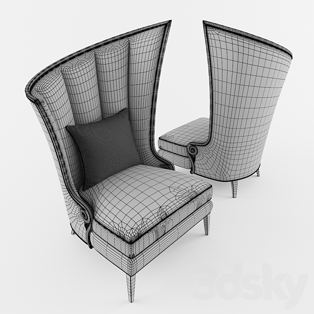 Armchair Courbure Droite 3DSMax File - thumbnail 3