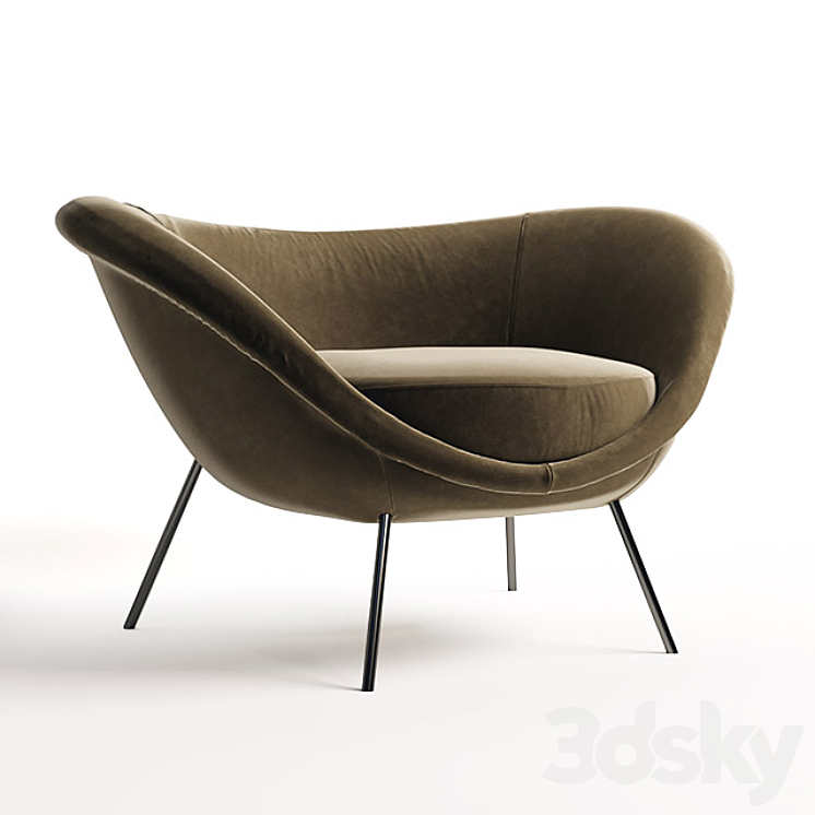 Armchair D.154.2 3DS Max Model - thumbnail 1