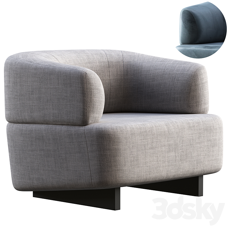 Armchair diemme loft 3DS Max Model - thumbnail 1