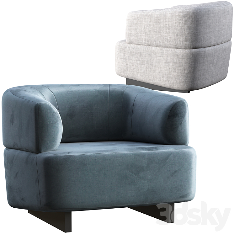 Armchair diemme loft 3DS Max Model - thumbnail 2