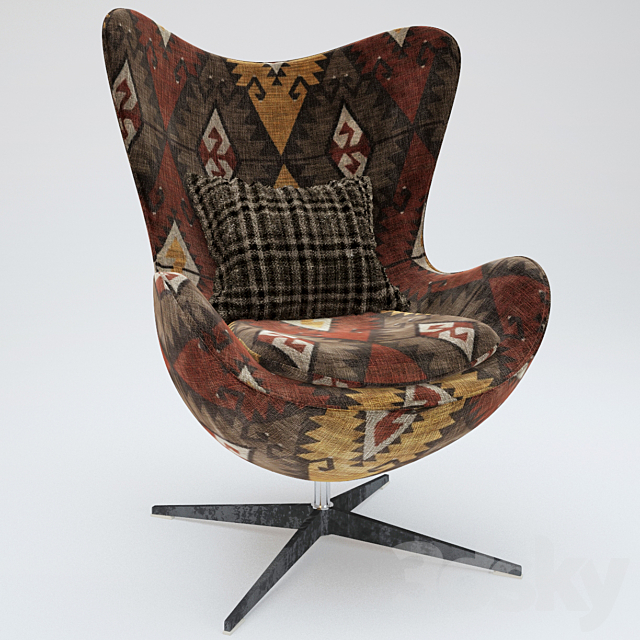 Armchair Dodger Maroon Egg 3DSMax File - thumbnail 1