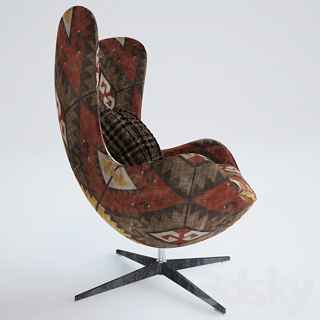 Armchair Dodger Maroon Egg 3DSMax File - thumbnail 2