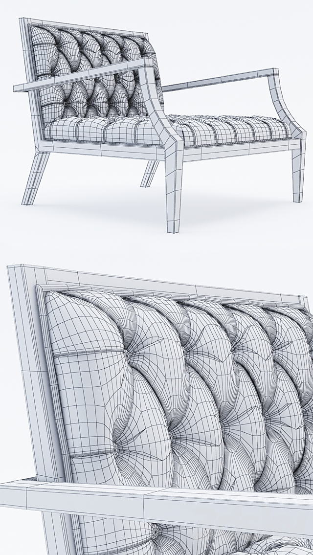 Armchair Dona Vittoria Frigerio by Frigerio Poltrone e Divani 2015 VF6310B 3DSMax File - thumbnail 3