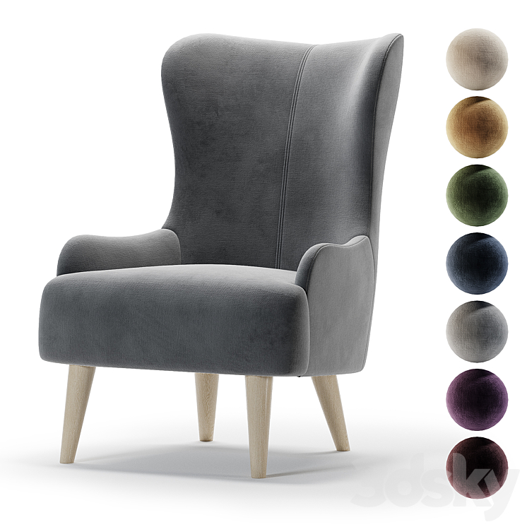 Armchair Douglas 3DS Max Model - thumbnail 1