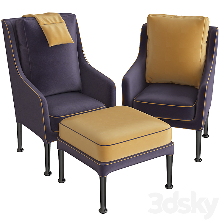 Armchair Edouard CITTERIO 3DS Max - thumbnail 1