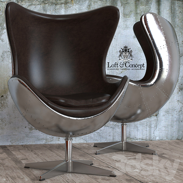 ARMCHAIR EGG AVIATOR DESIGNED BY ARNE JACOBSEN 3DSMax File - thumbnail 1