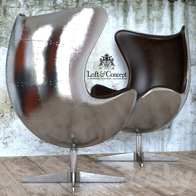 ARMCHAIR EGG AVIATOR DESIGNED BY ARNE JACOBSEN 3DSMax File - thumbnail 2