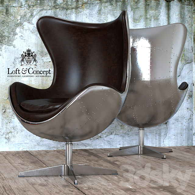 ARMCHAIR EGG AVIATOR DESIGNED BY ARNE JACOBSEN 3DSMax File - thumbnail 3