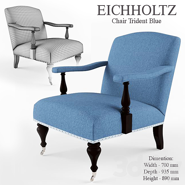 Armchair Eichholtz Chair Trident Blue 3ds Max - thumbnail 1