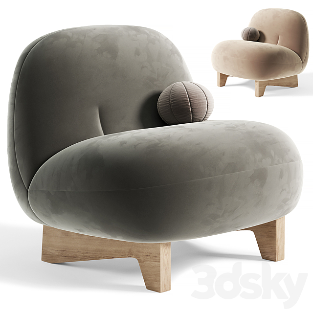 Armchair Elvit Cozy Ginger By sofa 3DS Max Model - thumbnail 2