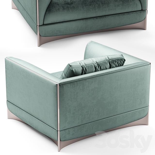 Armchair foscari visionnaire 3DS Max Model - thumbnail 2