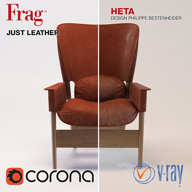 armchair FRAG HETA bergere pouf 3DS Max Model - thumbnail 2