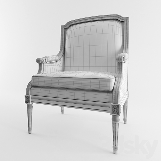 Armchair FRANCESCO MOLON 3DS Max Model - thumbnail 2