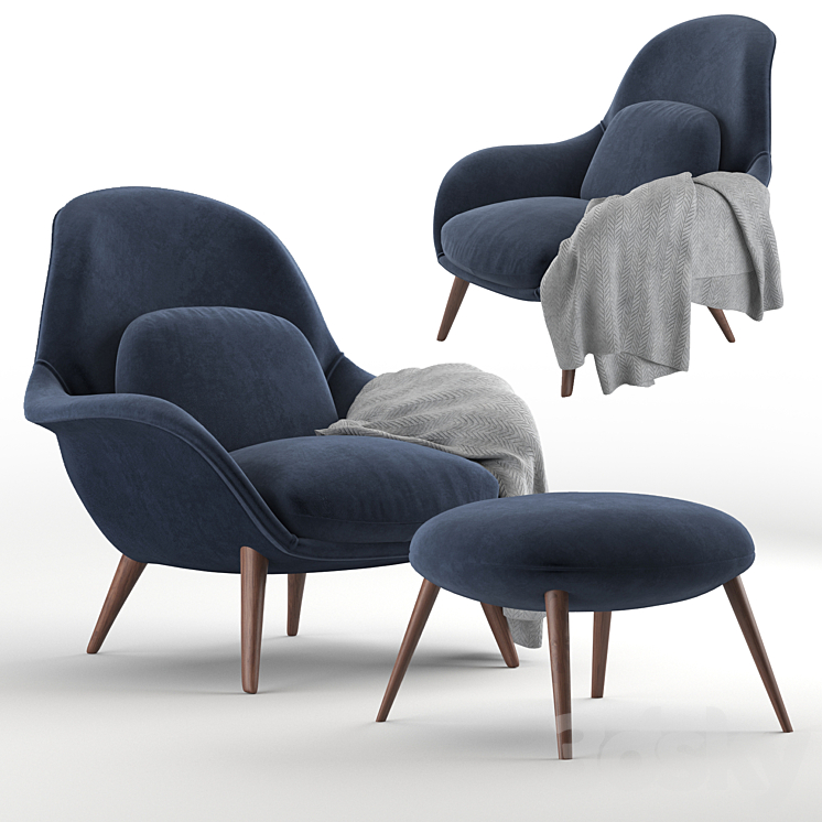 ArmChair Fredericia Swoon Lounge 3DS Max - thumbnail 1