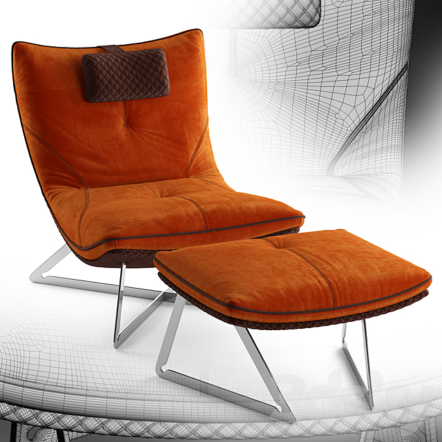 Armchair Gamma SCARLETT 3DS Max Model - thumbnail 3