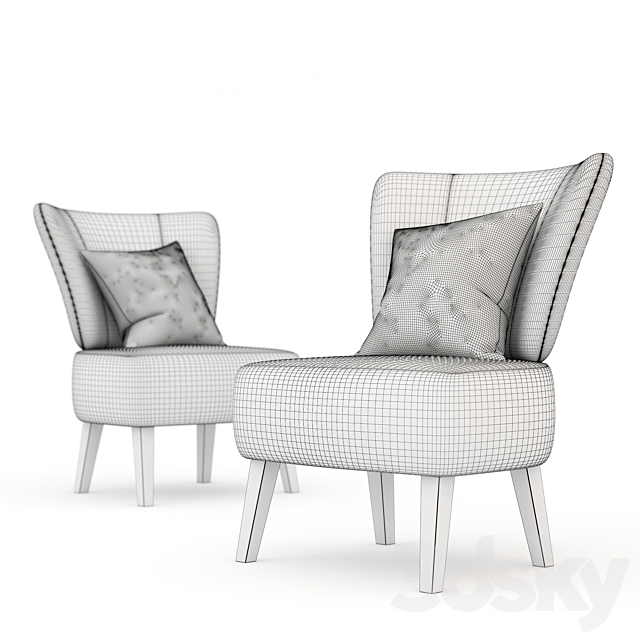 Armchair GIN 3ds Max - thumbnail 3