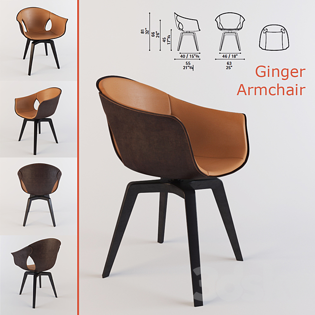 Armchair Ginger Poltrona Frau 3DSMax File - thumbnail 1