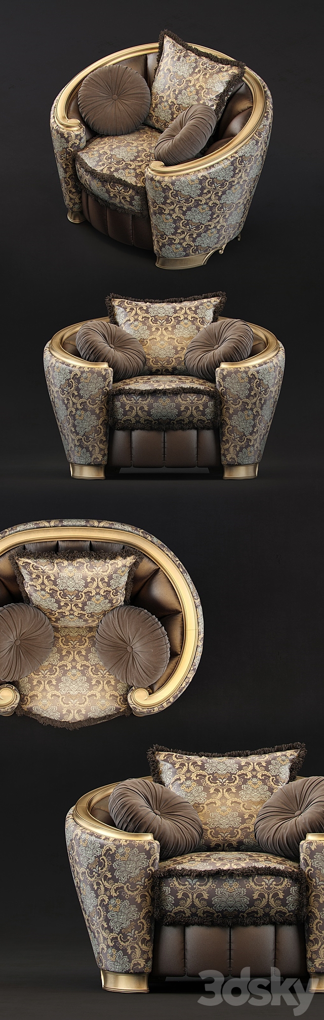 armchair Goldconfort Poltrona 3DS Max Model - thumbnail 2