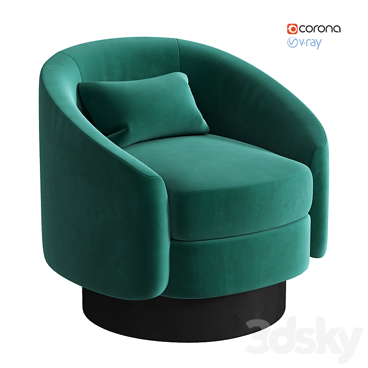 Armchair Gray RM Home 3DS Max Model - thumbnail 1