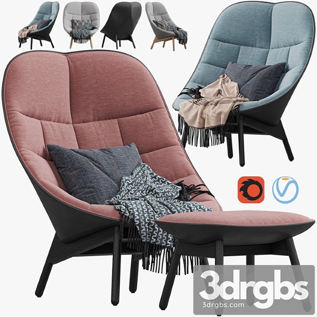 Armchair HAY Uchiwa Lounge Quilted 3dsmax Download - thumbnail 1