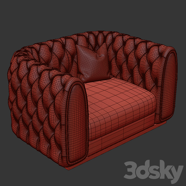 Armchair Homary Luxury Velvet Chesterfield Sofa 3DS Max Model - thumbnail 2