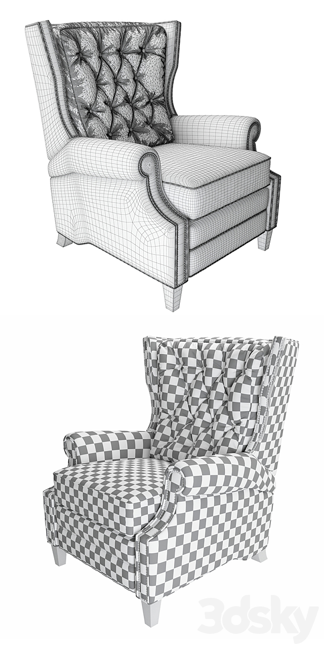 Armchair Hooker Furniture Balmoral Blair Recliner 3DS Max Model - thumbnail 3