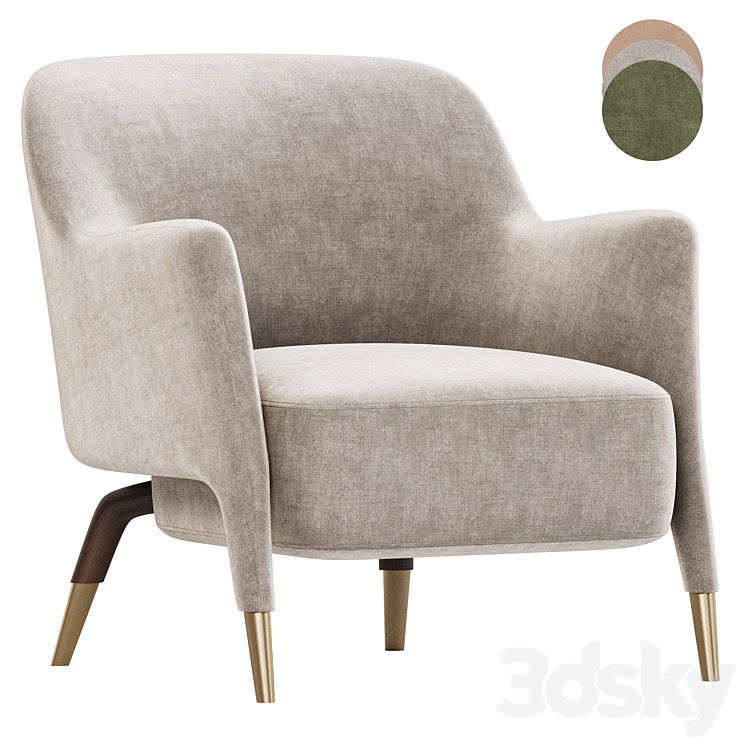 Armchair in Linen Molteni 3DS Max Model - thumbnail 3