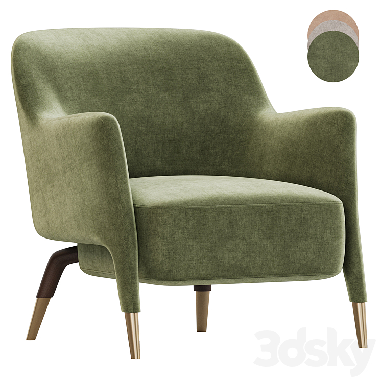 Armchair in Linen Molteni 3DS Max - thumbnail 2