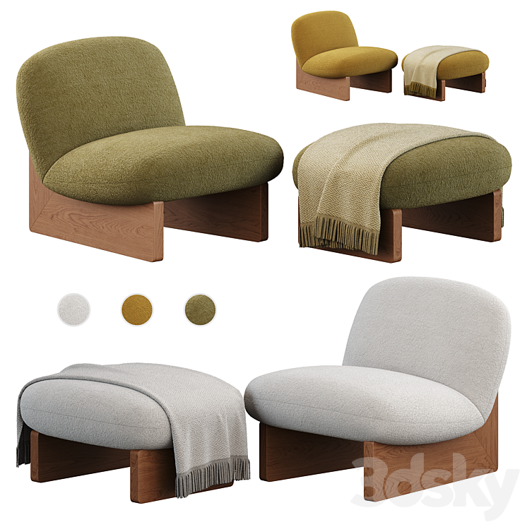 Armchair Jardan Ziggy Armchair and Ottoman 3DS Max Model - thumbnail 1