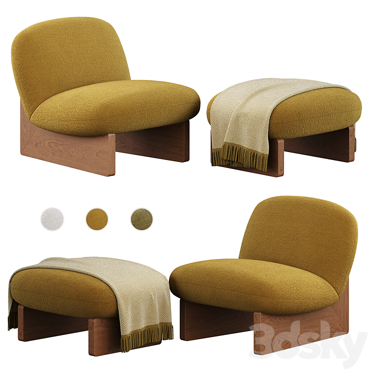 Armchair Jardan Ziggy Armchair and Ottoman 3DS Max Model - thumbnail 2