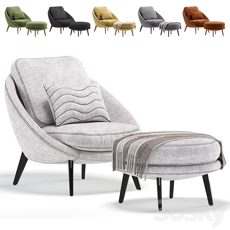 Armchair Lido by Minotti 6 Colors Version\/Кресло Лидо 3DS Max Model - thumbnail 2