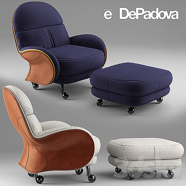 Armchair LOUISIANA De Padova Contract LOUISIANA 3DS Max Model - thumbnail 2