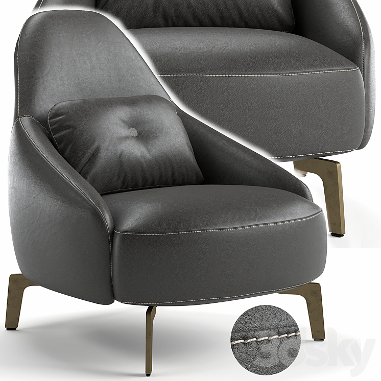 Armchair LX695 Leolux LX 3DS Max - thumbnail 1