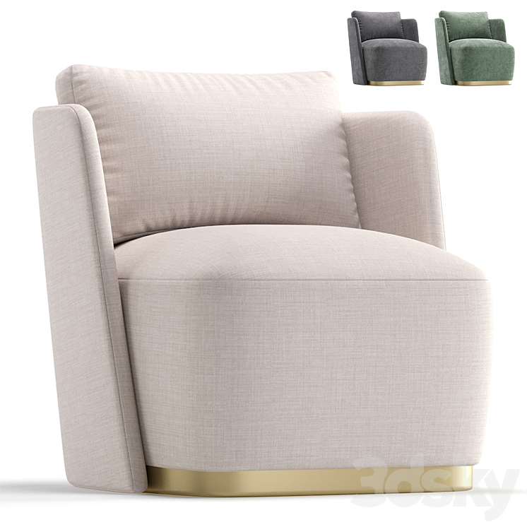 Armchair MACQUEEN by Cazarina Interiors 3 Colors Version 3DS Max Model - thumbnail 1