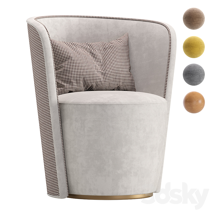 Armchair MANRO Cazarina Interiors Velvet and Leather\/?????? ????? 3DS Max - thumbnail 1