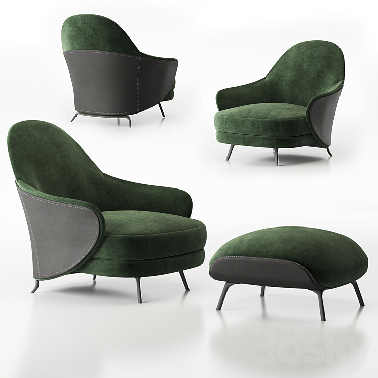 Armchair minotti angie 3DS Max - thumbnail 1