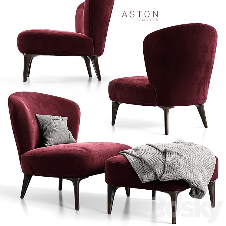 Armchair minotti aston 3DS Max - thumbnail 1