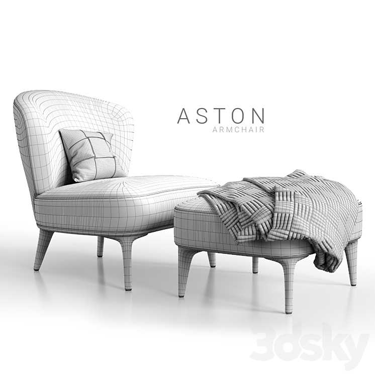 Armchair minotti aston 3DS Max - thumbnail 2